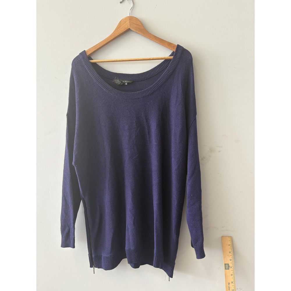 Lane Bryant Sweater Tunic‎ Womens 18/20 Purple Scoop Neck Dolman Zip Hem Knit